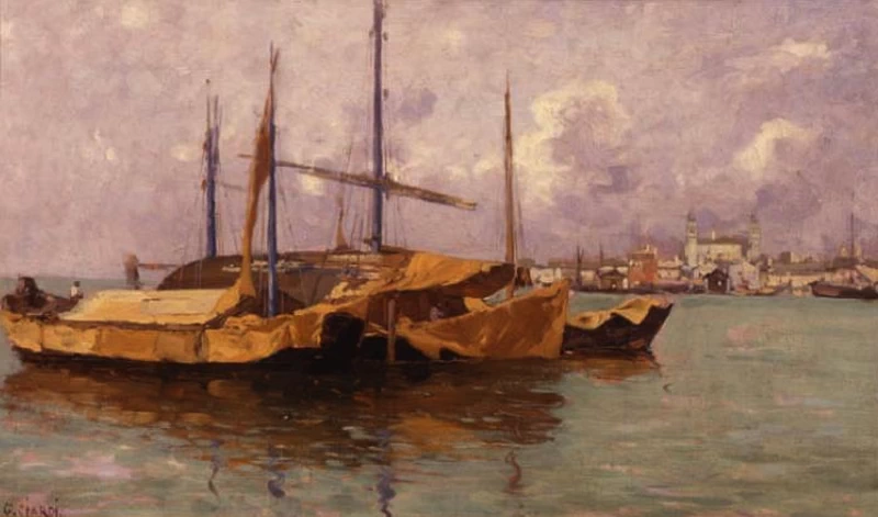 Barconi in laguna veneta - Pinacoteca di Bari Corrado Giaquinto, Bari